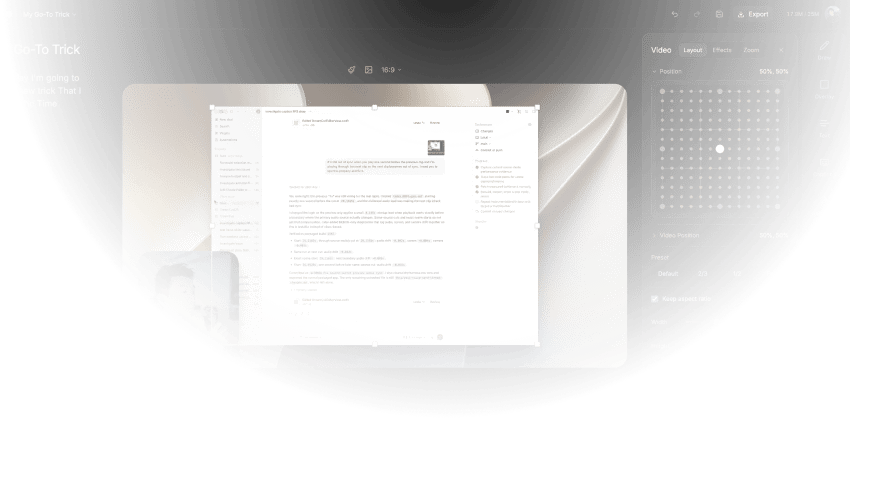 Screen recording project preview inside the DreamCut editor