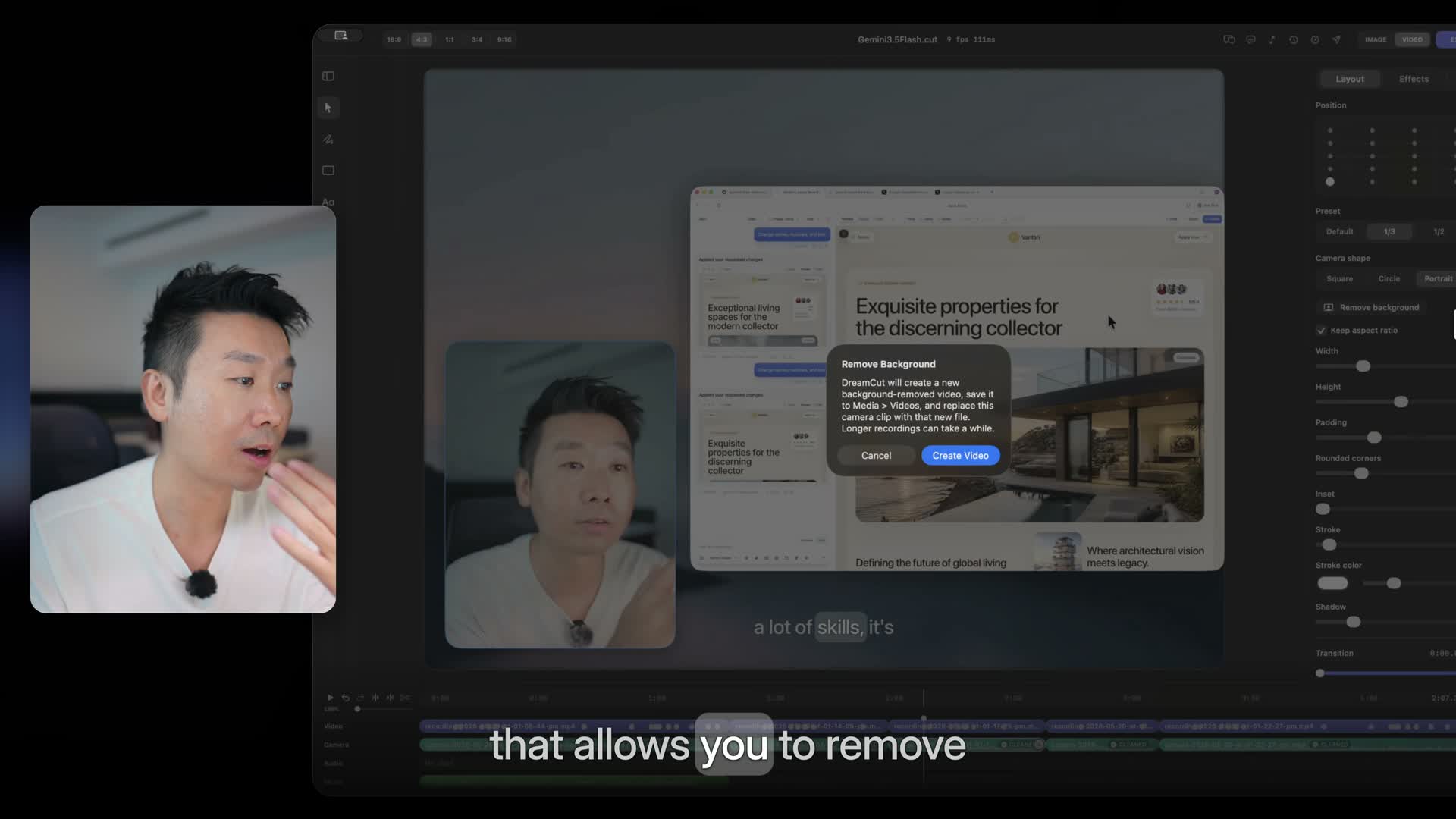 Remove Background button in DreamCut.