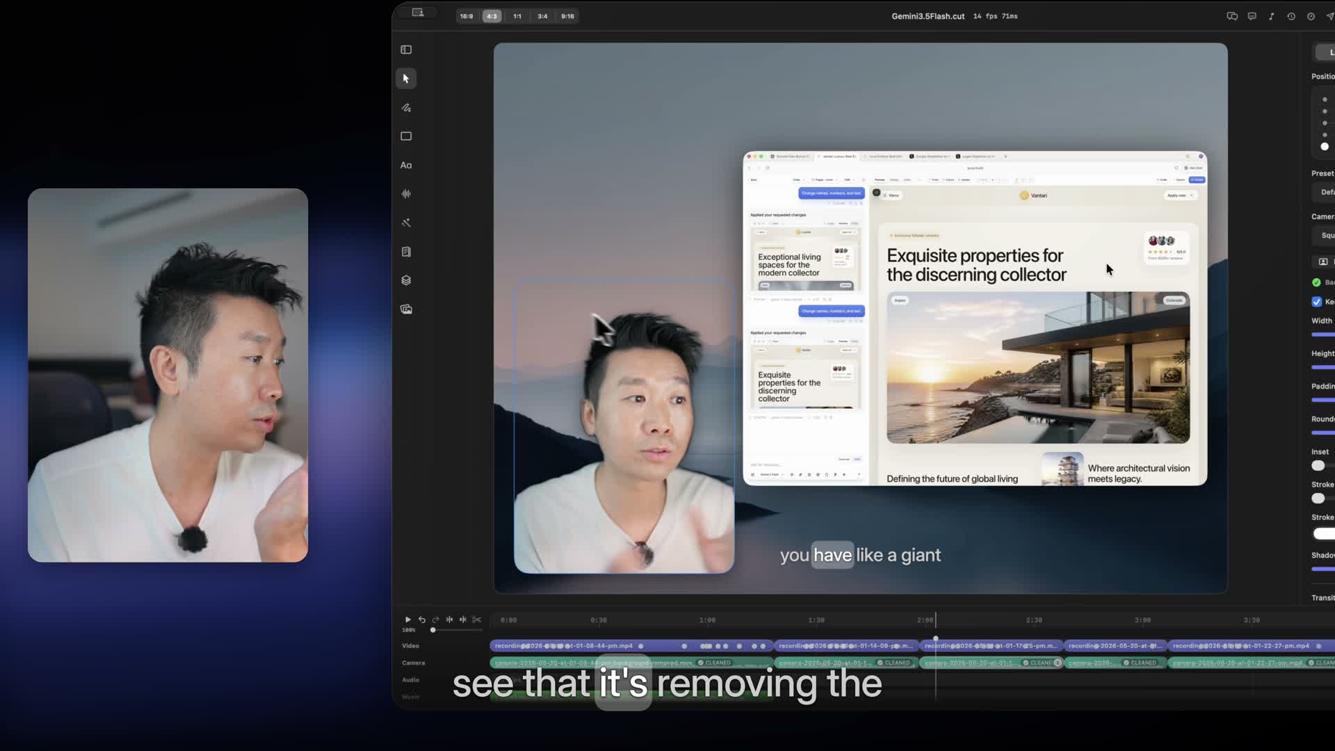 Background removed from the camera clip inside DreamCut.