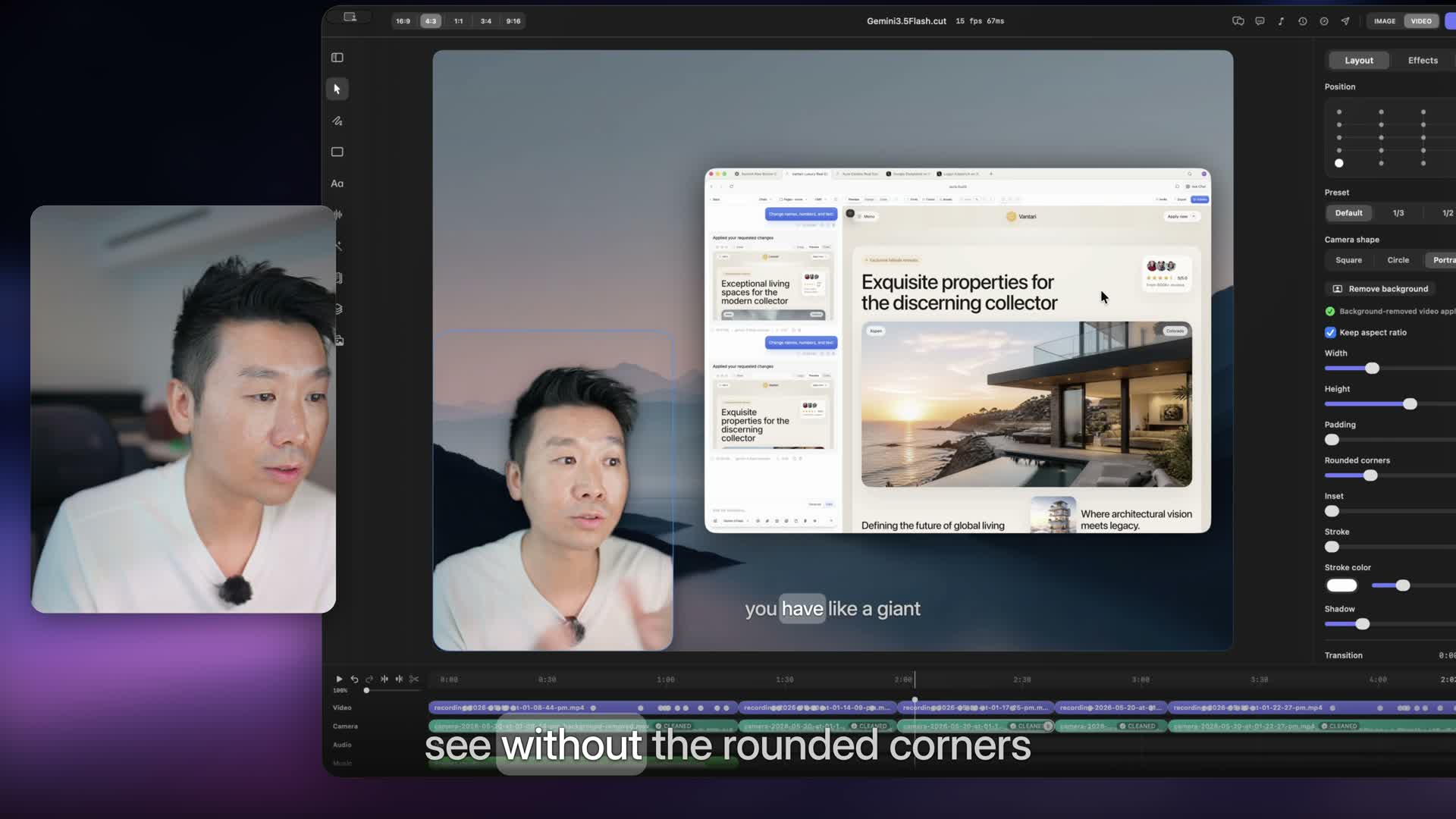 Padding set to zero after removing the video background.